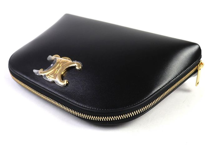 Céline Pochette Celine Triomphe in pelle di vitello Nero - vista 4