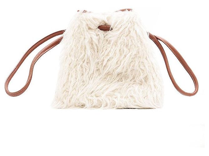 Autre Marque Borsa in pelle e pelliccia VASIC Marrone Beige - vista 5