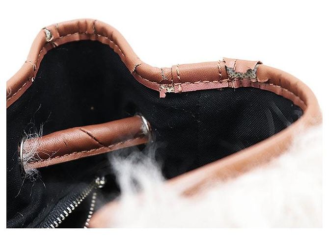Autre Marque Borsa in pelle e pelliccia VASIC Marrone Beige - vista 6