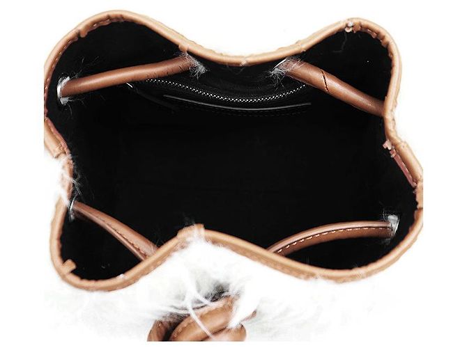 Autre Marque Borsa in pelle e pelliccia VASIC Marrone Beige - vista 8