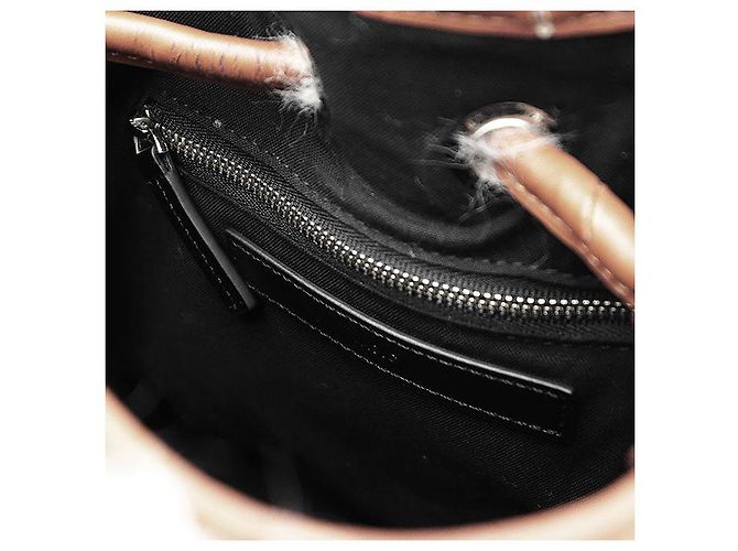 Autre Marque Borsa in pelle e pelliccia VASIC Marrone Beige - vista 9