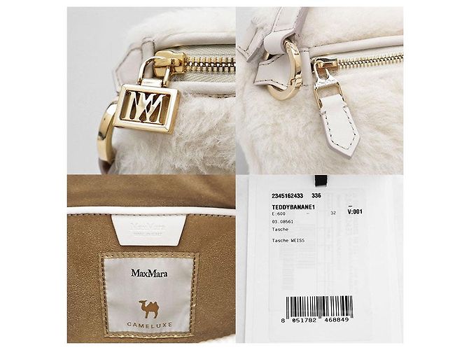 Max Mara TEDDY BANANE 1 CAMELUXE Borsa a Spalla in Pelliccia Bianco Crudo Cammello - vista 10