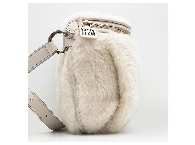 Max Mara TEDDY BANANE 1 CAMELUXE Borsa a Spalla in Pelliccia Bianco Crudo Cammello - vista 7