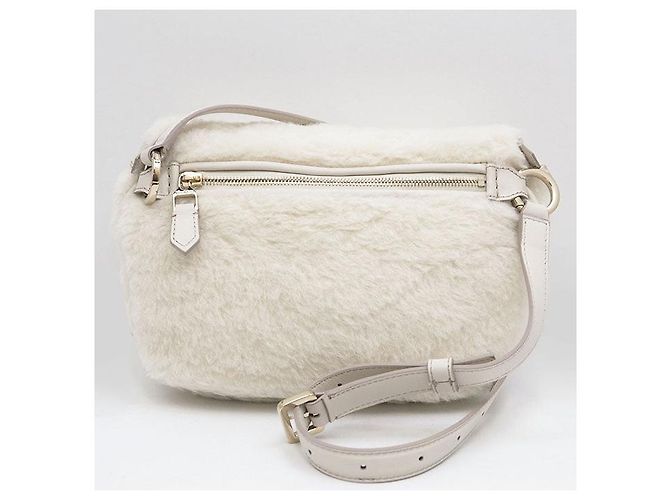 Max Mara TEDDY BANANE 1 CAMELUXE Borsa a Spalla in Pelliccia Bianco Crudo Cammello - vista 8