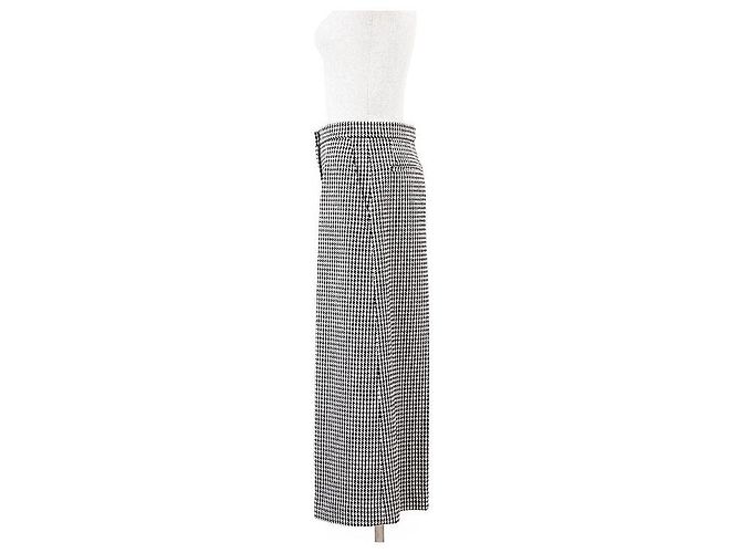 Christian Dior Houndstooth Wool Nylon Wide Pants Black Cream - view 5