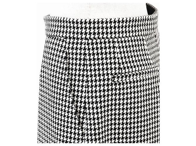 Christian Dior Houndstooth Wool Nylon Wide Pants Black Cream - view 6