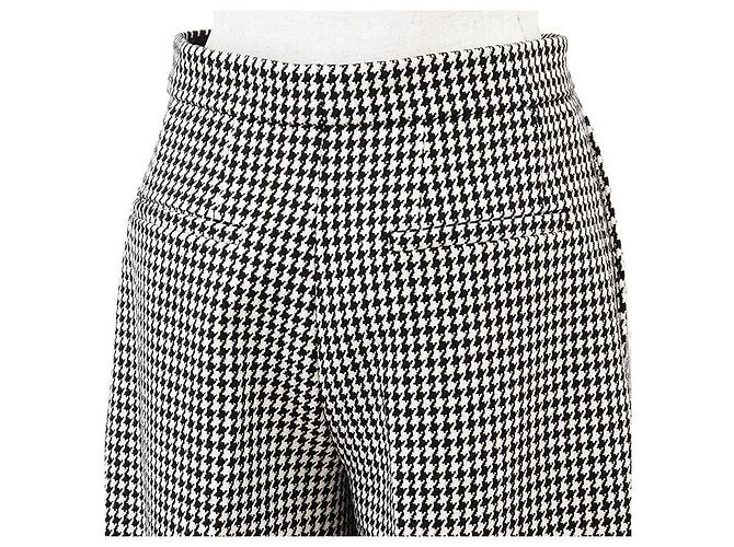 Christian Dior Houndstooth Wool Nylon Wide Pants Black Cream - view 8
