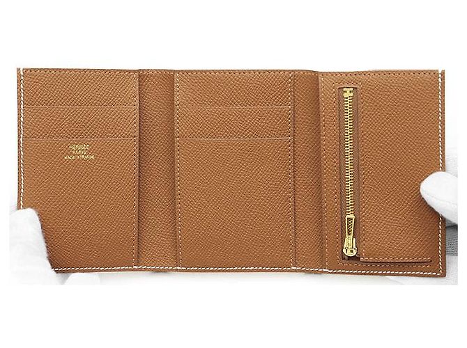 Hermès Hermes Bearn Combine Verso Epsom tri fold wallet White Multiple colors - view 5