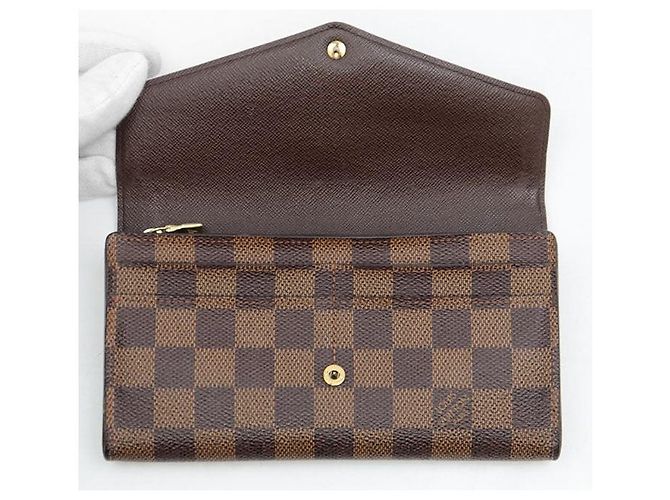 Cartera Sarah en Damier Canvas de Louis Vuitton Castaño - vista 9