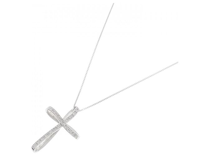 Autre Marque Collana con Croce in Diamanti in Oro Bianco Au750 Argento - vista 2
