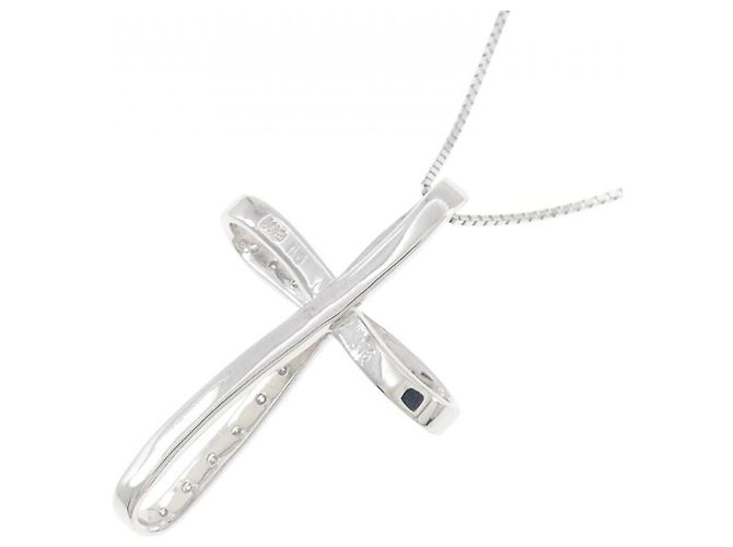 Autre Marque Collana con Croce in Diamanti in Oro Bianco Au750 Argento - vista 4