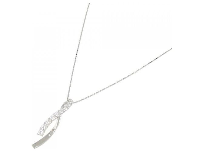 Autre Marque PT950 PT850 Diamond Necklace Silvery - view 2