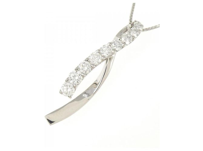 Autre Marque PT950 PT850 Diamond Necklace Silvery - view 3