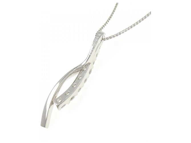 Autre Marque PT950 PT850 Diamond Necklace Silvery - view 4