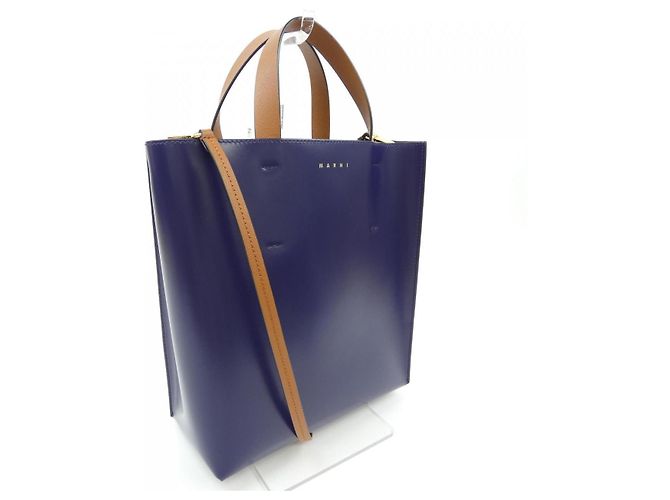 Marni SHMPV01TY3 LV639 Kalbsleder Tasche Blau Beige Marineblau - Ansicht 2