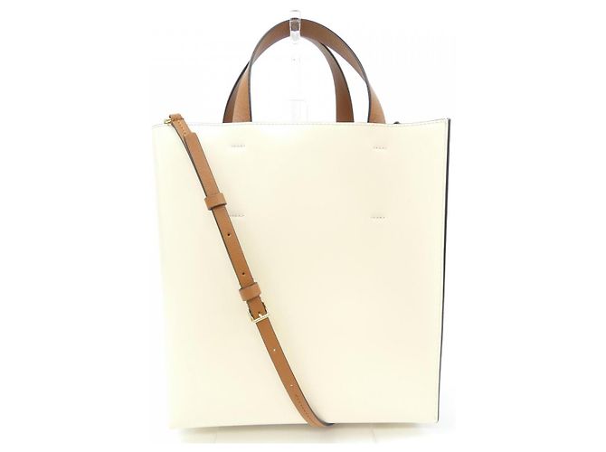 Marni SHMPV01TY3 LV639 Kalbsleder Tasche Blau Beige Marineblau - Ansicht 3
