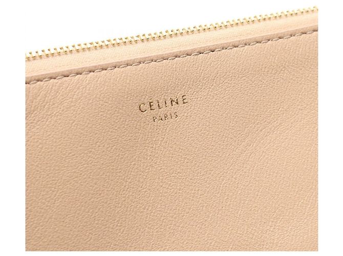 Céline Clutch in pelle Celine Beige - vista 4
