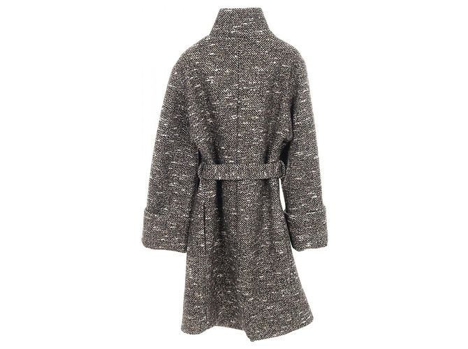 Hermès Capispalla in lana e cashmere Hermes Nero Bianco Cachi - vista 2