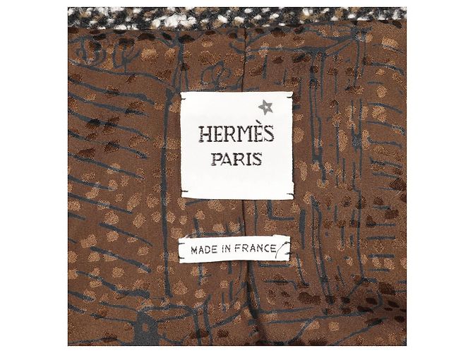 Hermès Capispalla in lana e cashmere Hermes Nero Bianco Cachi - vista 3