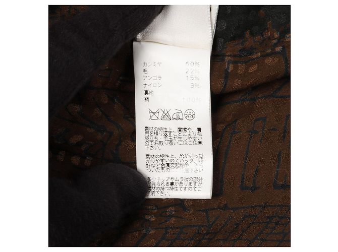 Hermès Capispalla in lana e cashmere Hermes Nero Bianco Cachi - vista 5