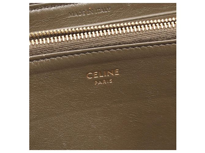 Céline Celine C Charm Leder Langgeldbörse mit Reißverschluss Grün Khaki - Ansicht 4