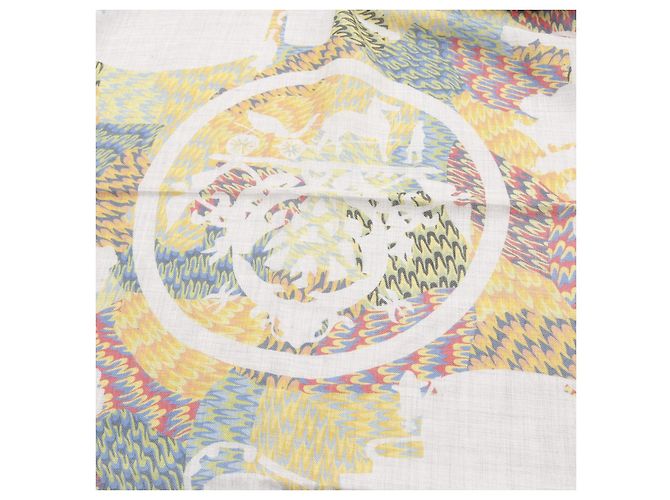 Hermès Sciarpa in seta e cashmere Hermes Carre90 MARBLE EX-LIBRIS Marrone - vista 12