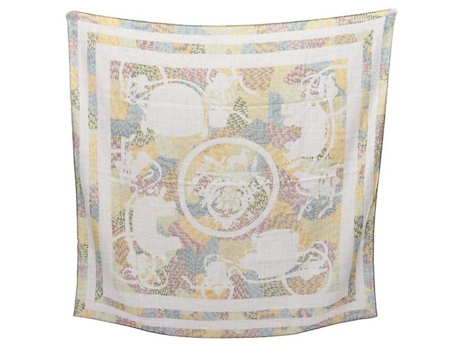 Hermès Sciarpa in seta e cashmere Hermes Carre90 MARBLE EX-LIBRIS Marrone - vista 2