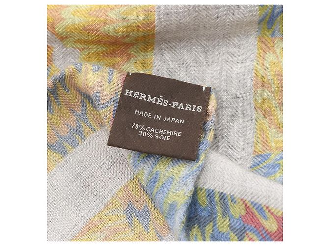 Hermès Sciarpa in seta e cashmere Hermes Carre90 MARBLE EX-LIBRIS Marrone - vista 6