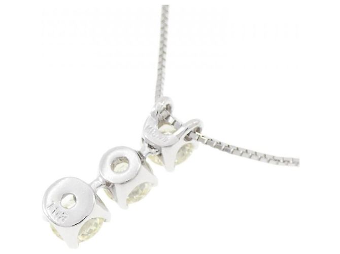 Autre Marque Au750 Weißgold Drei-Steine-Diamantkette - Ansicht 4