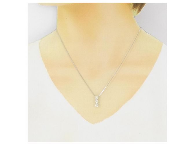 Autre Marque Au750 Weißgold Drei-Steine-Diamantkette - Ansicht 6
