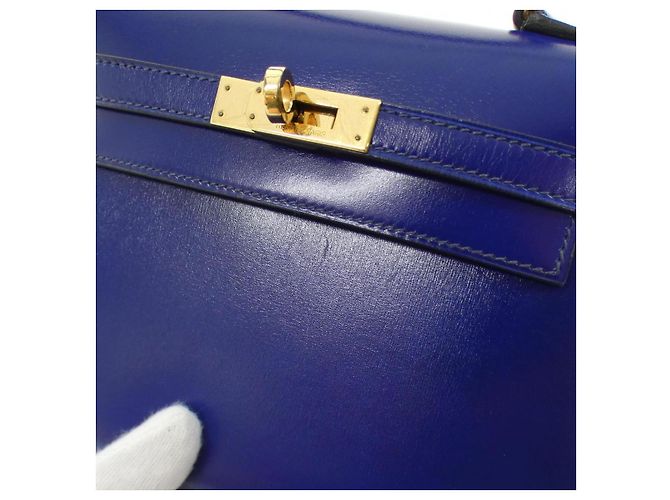 Hermès Hermes Mini Kelly Box Calf Blu - vista 5