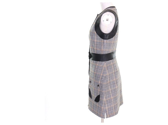 Louis Vuitton Logo Button Leder-Switching-Kleid Braun - Ansicht 2