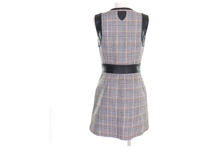 Louis Vuitton Logo Button Leder-Switching-Kleid Braun - Ansicht 3