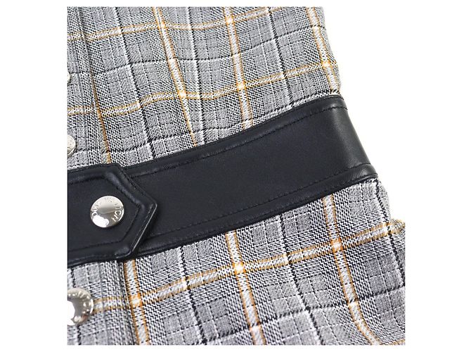 Louis Vuitton Logo Button Leder-Switching-Kleid Braun - Ansicht 6