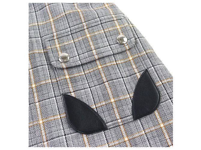 Louis Vuitton Logo Button Leder-Switching-Kleid Braun - Ansicht 7