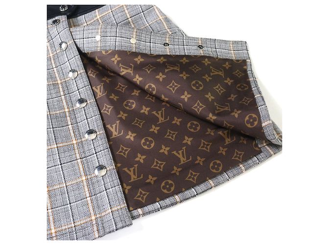 Louis Vuitton Logo Button Leder-Switching-Kleid Braun - Ansicht 8