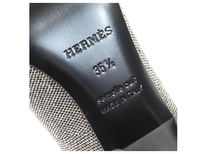 Hermès Hermes Volver Stricktechnisches Gewebe und Leder Kurzstiefel Braun Schwarz - Ansicht 10