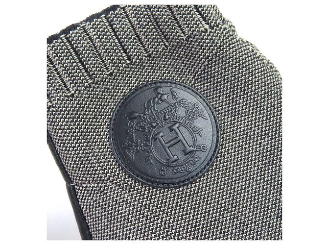 Hermès Hermes Volver Stricktechnisches Gewebe und Leder Kurzstiefel Braun Schwarz - Ansicht 9