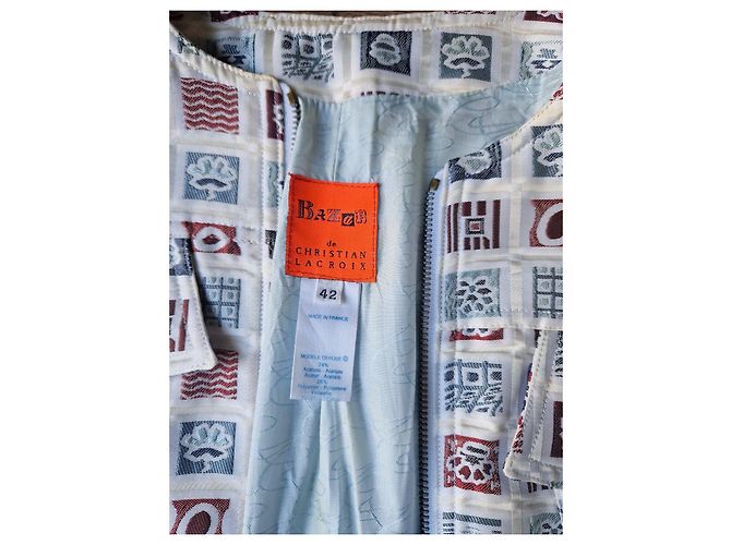 Christian Lacroix Multicolored Square Pattern Jacket White Blue Beige - view 5