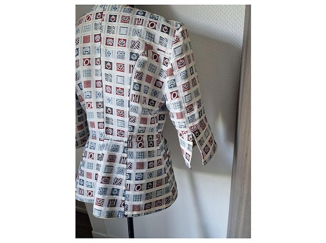 Christian Lacroix Multicolored Square Pattern Jacket White Blue Beige - view 6
