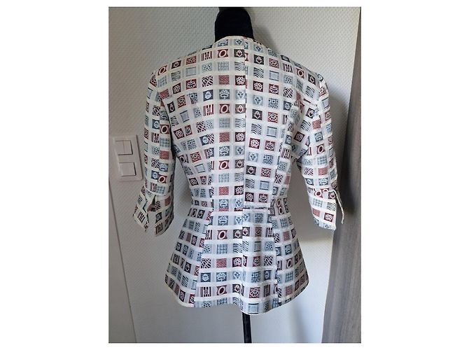 Christian Lacroix Multicolored Square Pattern Jacket White Blue Beige - view 7
