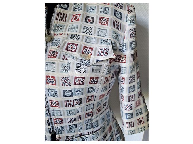 Christian Lacroix Multicolored Square Pattern Jacket White Blue Beige - view 8