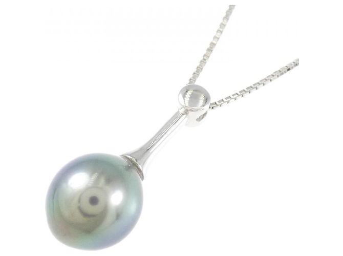 Autre Marque Collana con perle nere di Tahiti in K18WG Argento - vista 3