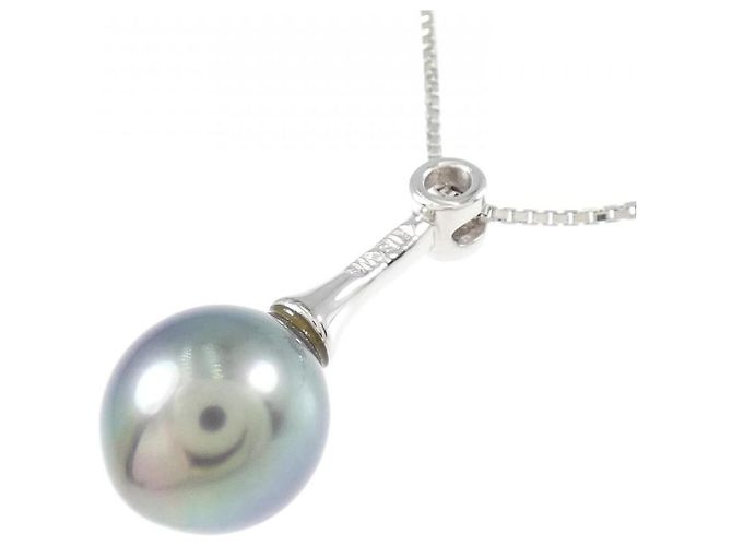 Autre Marque Collana con perle nere di Tahiti in K18WG Argento - vista 4
