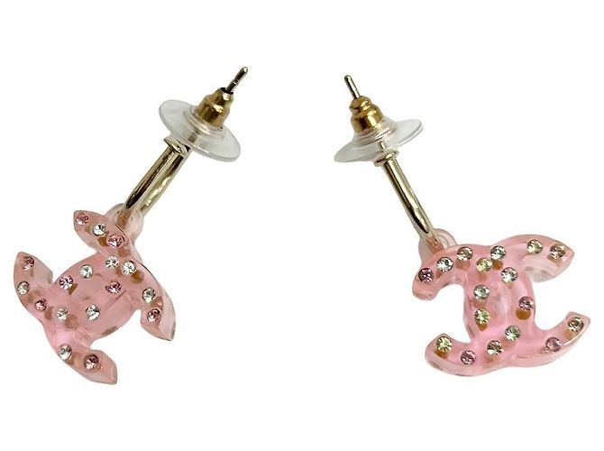 Timeless Brincos Chanel Coco Mark com strass Rosa - vista 3