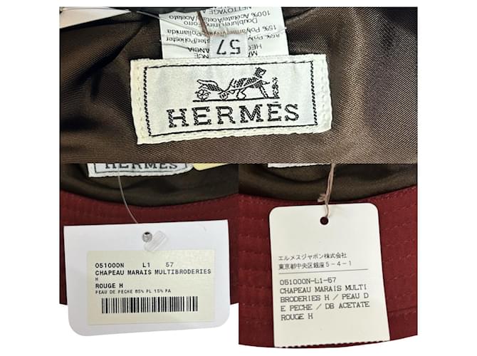 Hermès Cappello a secchiello Hermes Rosso - vista 3