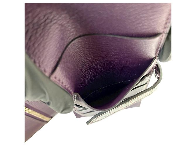 Béarn Hermès Portafoglio lungo Hermes Bearn Soufflet Alligator Porpora - vista 10