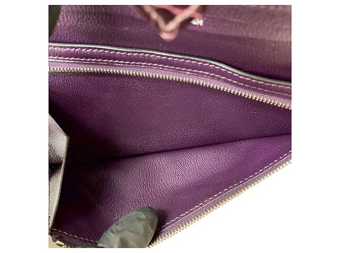 Béarn Hermès Portafoglio lungo Hermes Bearn Soufflet Alligator Porpora - vista 11
