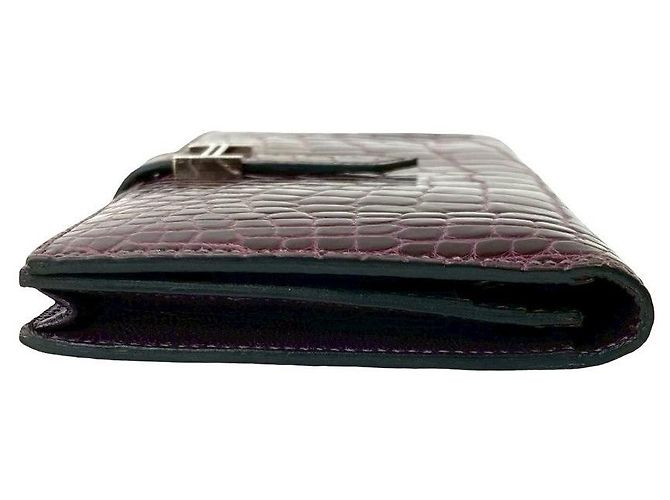 Béarn Hermès Portafoglio lungo Hermes Bearn Soufflet Alligator Porpora - vista 5