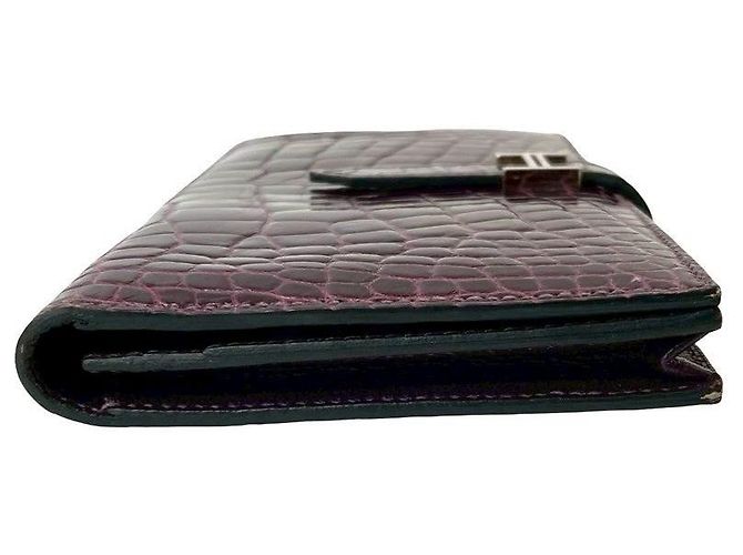 Béarn Hermès Portafoglio lungo Hermes Bearn Soufflet Alligator Porpora - vista 6